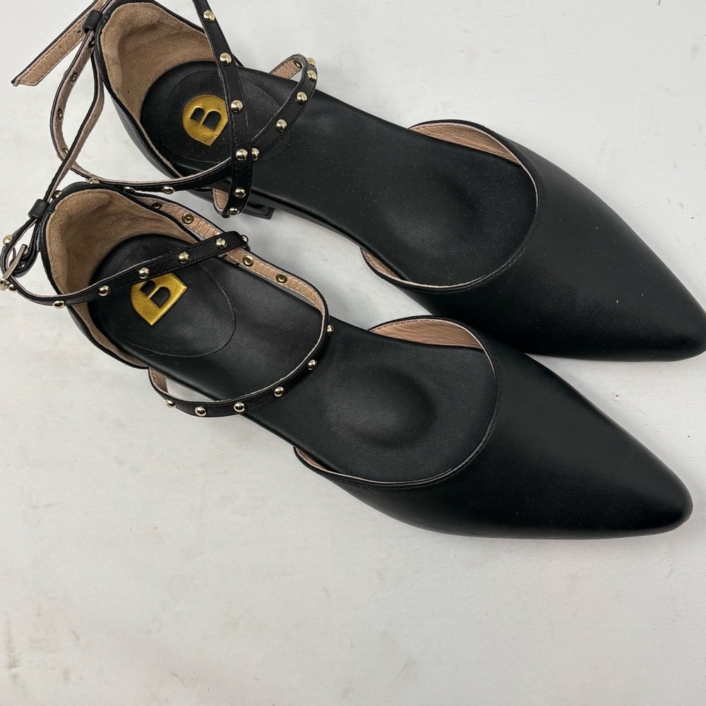 Bared Footwear Black Studded Leather Pointy Flats - Picture 2 of 4